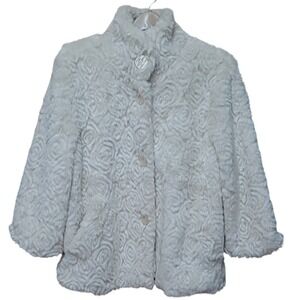 Dollhouse Faux Fur Plush Teddy Coat Floral Swirl XL Cottagecore Chic Cozy Soft